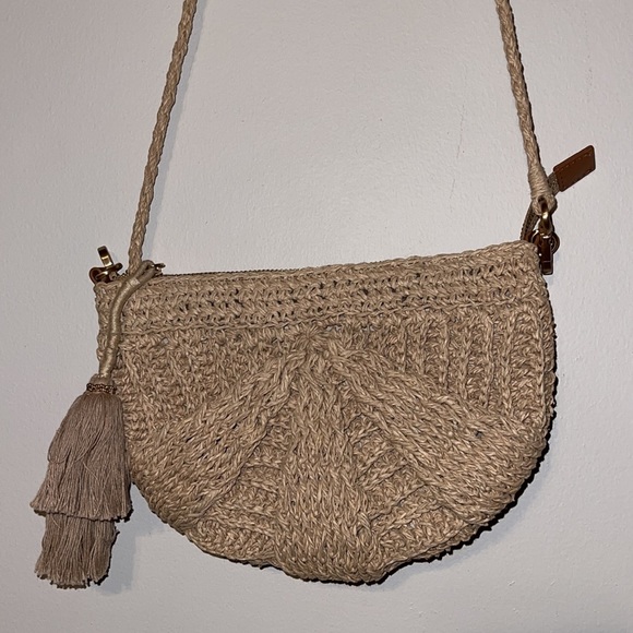 J. Jill Bags Jjill Half Moon Straw Crossbody Bag Poshmark